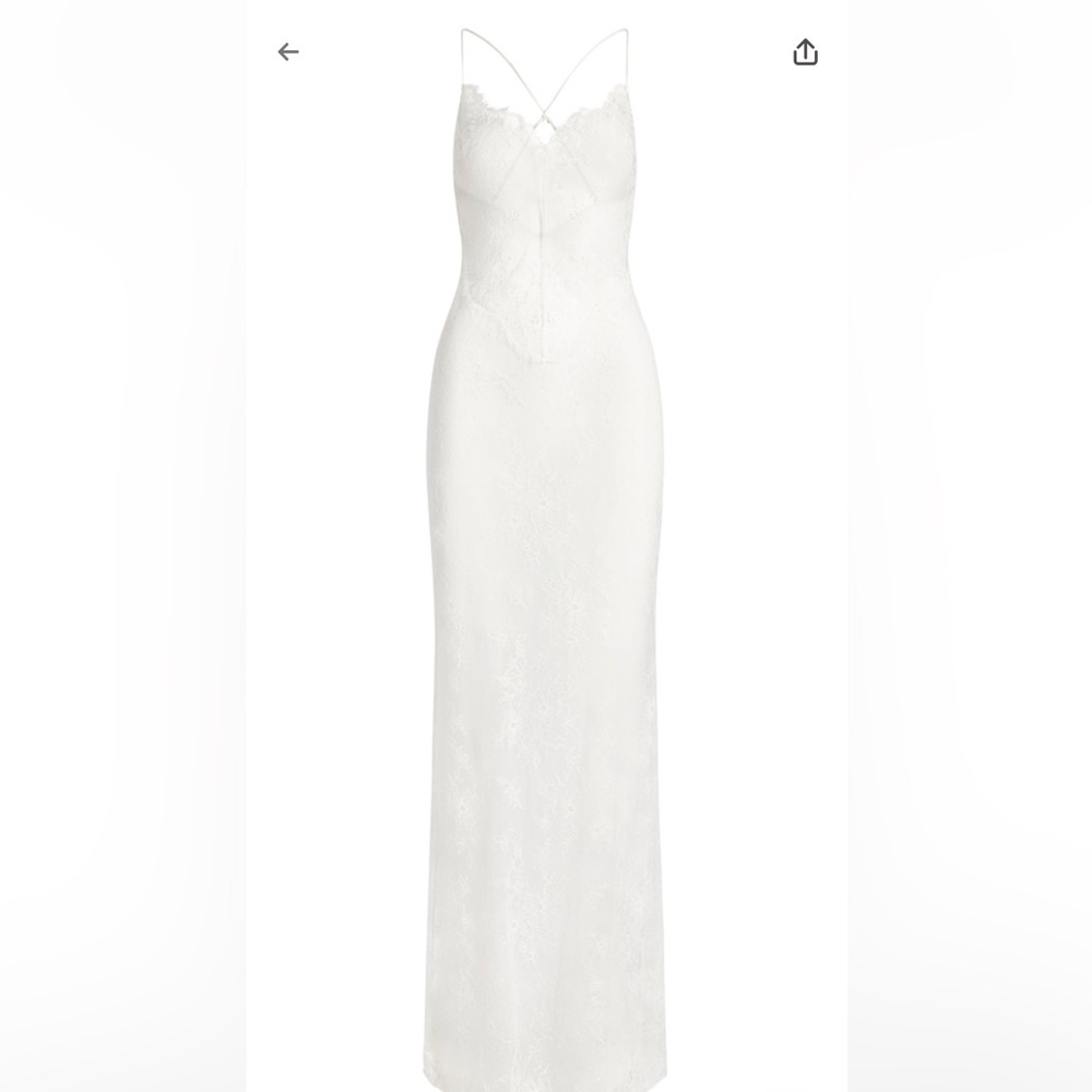 SKIMS Ultra Fine Lace Low Back Long Dress in Marble
